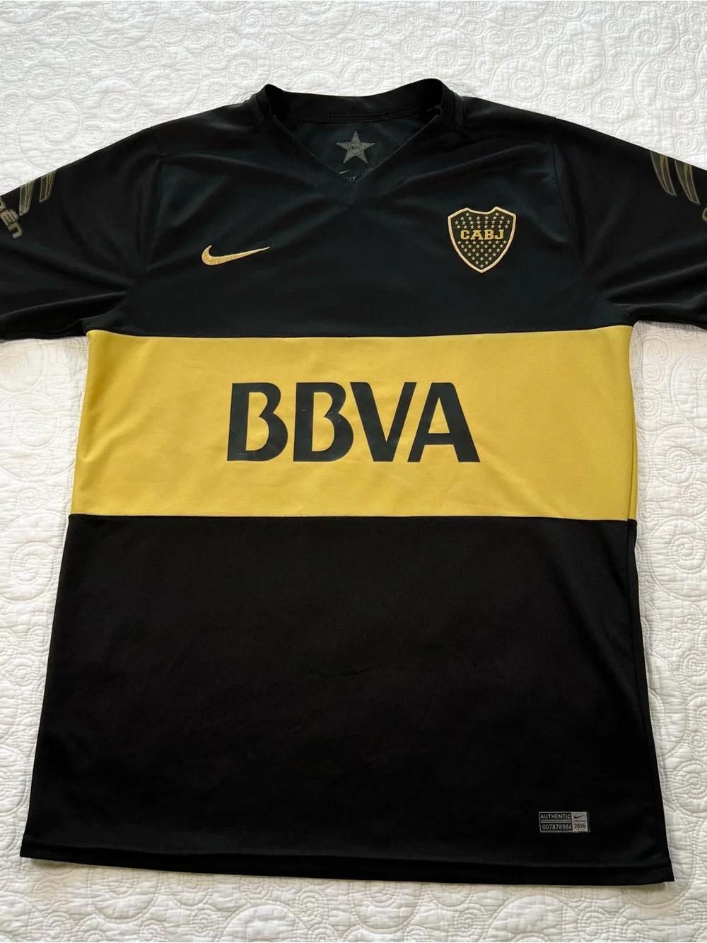 Nike Boca juniors 2016/17 3rd soccer jersey black/gold #1 Carlitos Tevez L